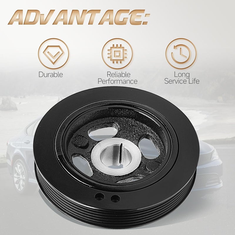 WILDGEAR Engine Harmonic Balancer Crankshaft Pulley Fit for Hyundai Sonata, Santa Fe, Santa Fe Sport, Tucson & Jeep Cherokee & Kia Optima & Chrysler 200 & Ram ProMaster City & Fiat 500X OE 594-341 231242G600 - Image 5